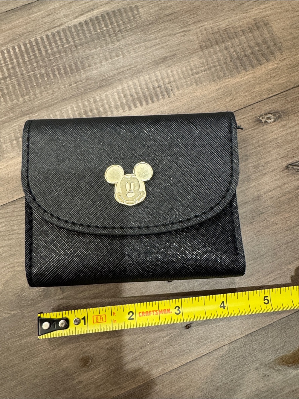 Small Black Mickey Wallet with Gold Accent